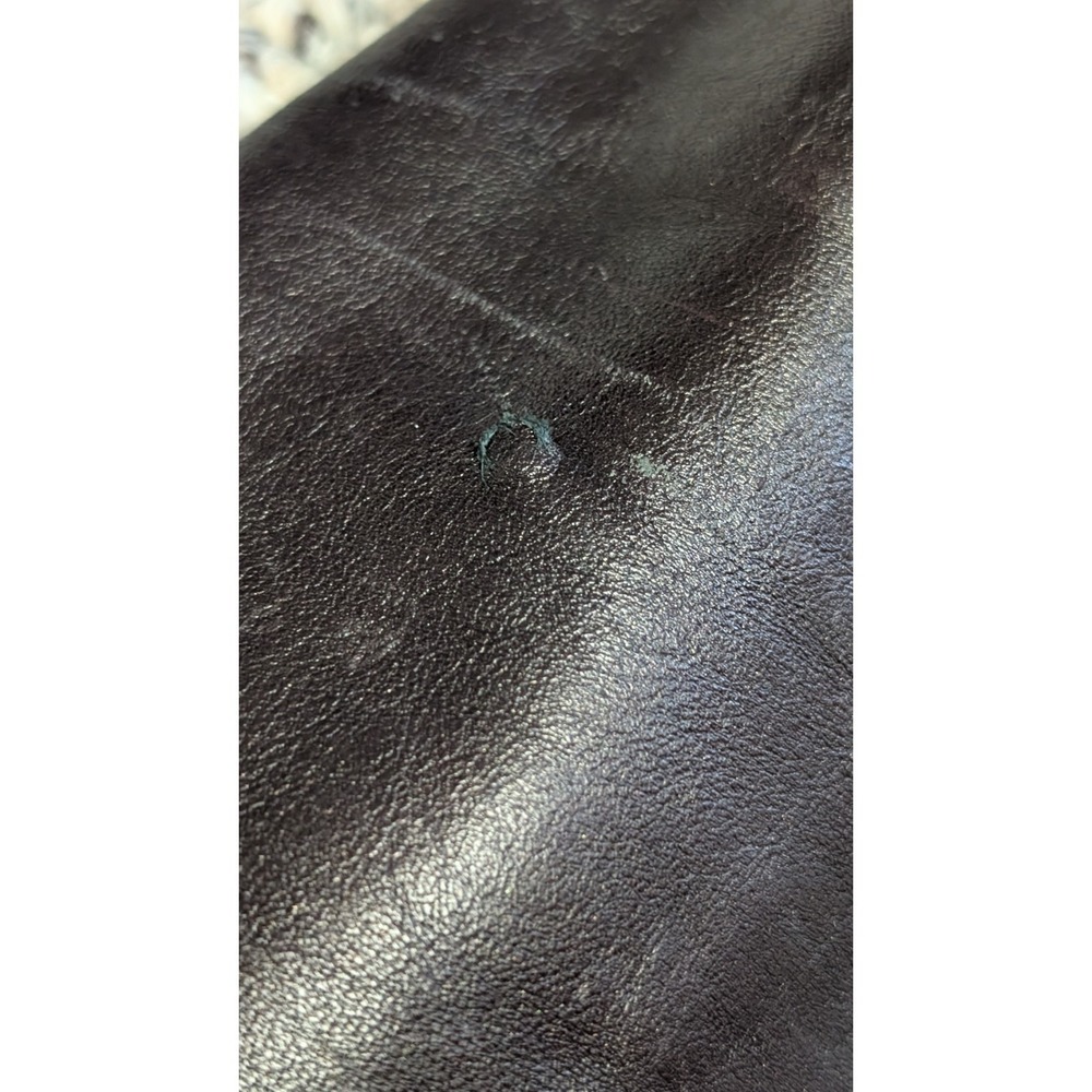 Members Only Black Leather Bomber Jacket with Brown Accents - Picture 11 of 11